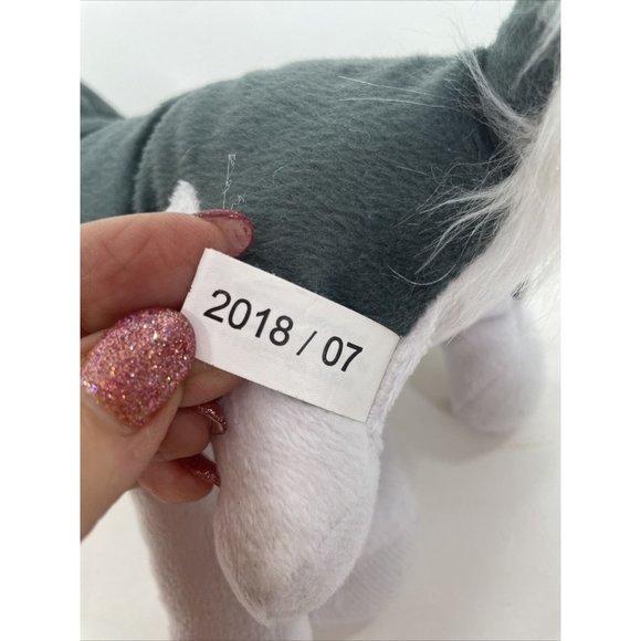 Husky Wolf Dog Stuffed Toy Plushy 8” (2018) White Grey Blue Eyes BEST TOY MFG. - Picture 8 of 12
